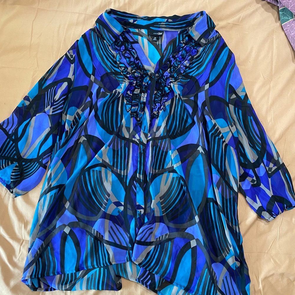 East 5th Woman NWOT Gorgeous sheer summer blouse size 3X Retail $35 - Picture 1 of 6